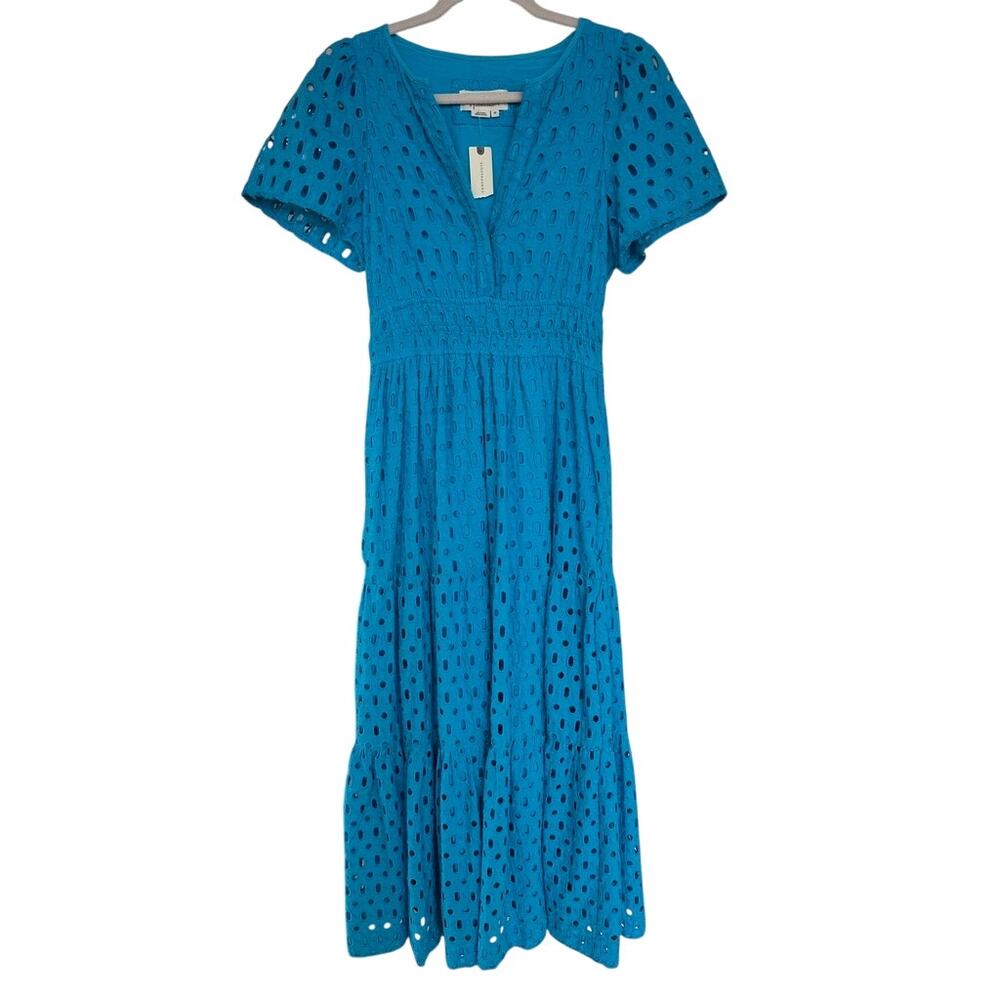 Anthropologie Blue Somerset Eyelet Edition V-Neck Tiered Maxi Dress Size XS NWT - Picture 2 of 9